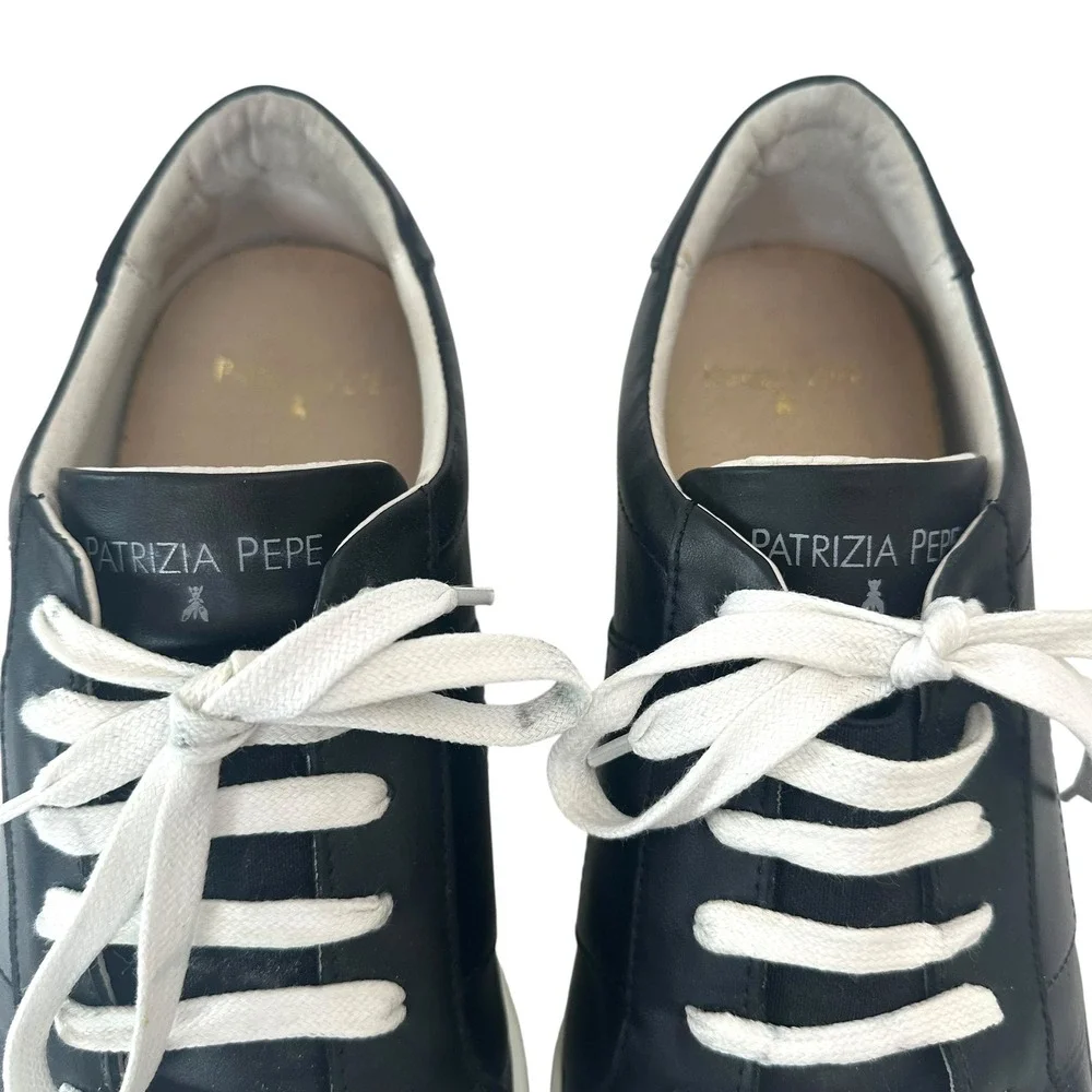 Patrizia Pepe Leather Sneakers Trainers Mens EU 44 US 10.5 Italy Low Top Cap Toe